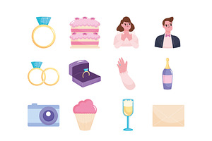 Wedding Celebration Illustration Set, a Templates & Theme by studiogstock