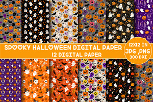 Spooky Halloween Digital Paper, a Graphic by Designking