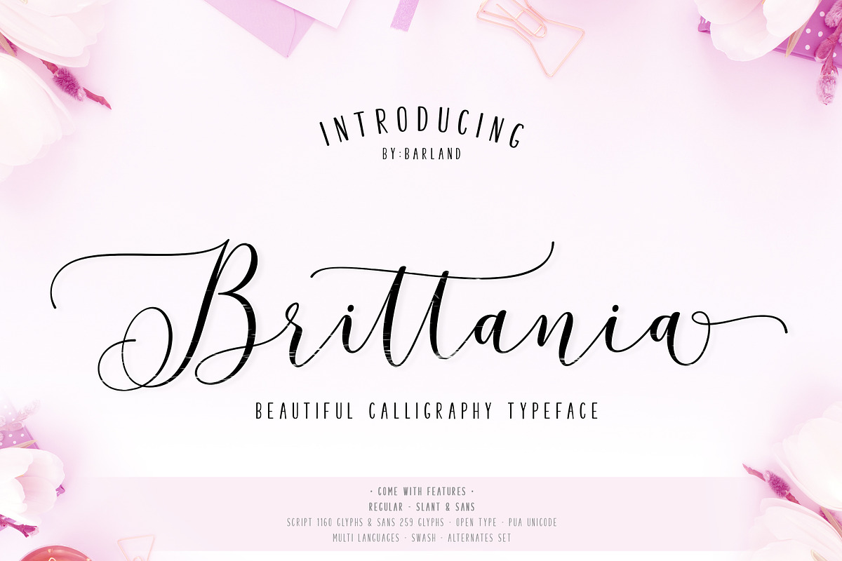 New! Brittania Script, a Script Font by Barland Design (Photo 1 of 11)