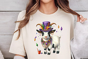 Watercolor Mardi Gras Goat Clipart, an Illustration by DreamCafeArt (Thumbnail 5 of 6)