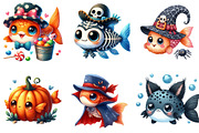 Cute Halloween Fish Clipart, an Illustration by DreamArtGraphic (Thumbnail 3 of 5)