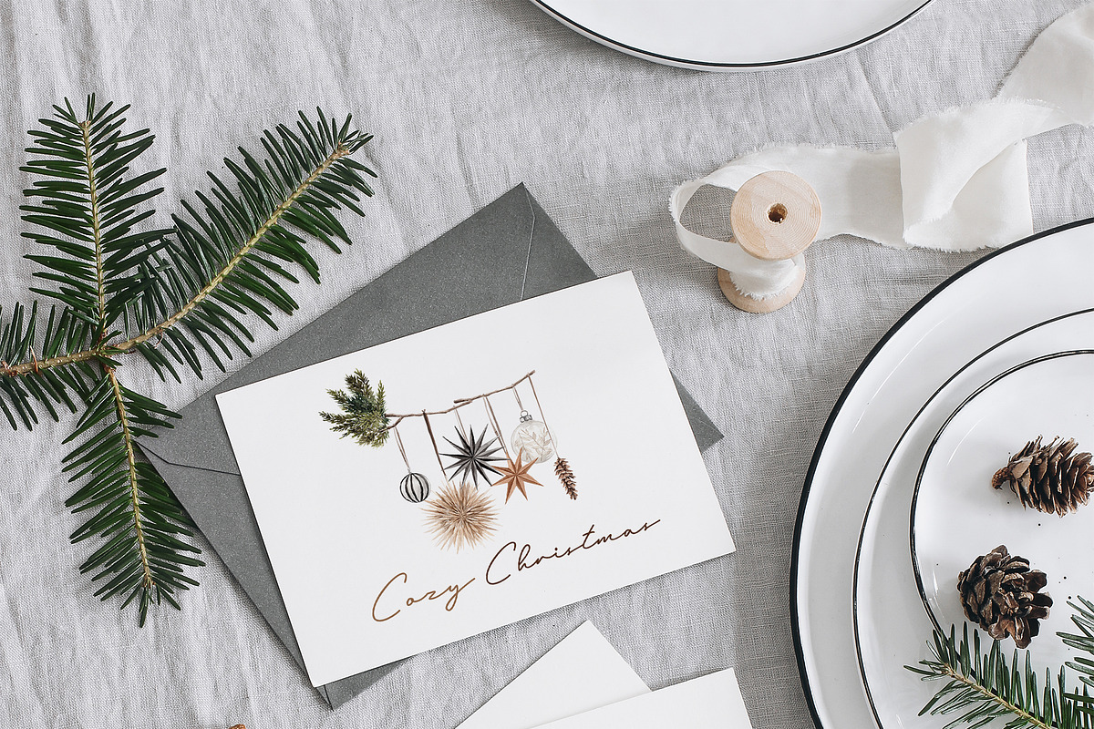 Watercolor Clipart - Cozy Christmas, an Illustration by Beigetime (Photo 12 of 14)