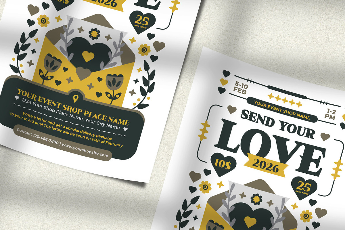 Folk Art Send Your Love Flyer, a Flyer Template by Hole Hope Design (Photo 3 of 5)