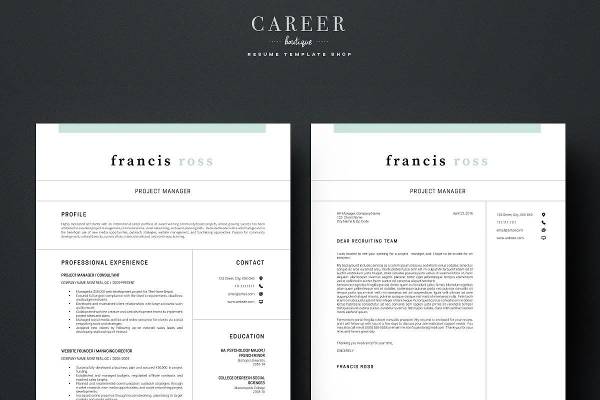 Modern Resume & CoverLetter Template, a Resume Template by careerboutique (Photo 6 of 6)