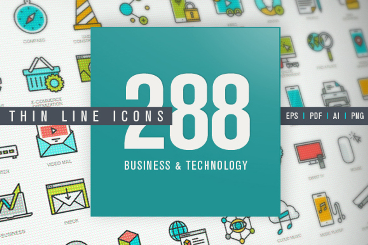 Thin Line Icons Set for Technology