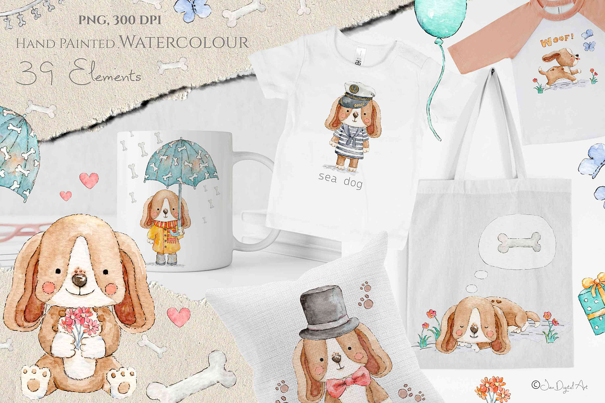 Life of a Dog Watercolour Collection, an Animal Illustration by Jen Digital Art (Photo 3 of 6)
