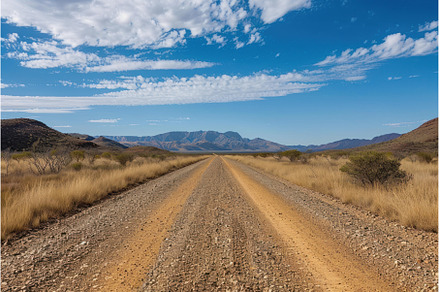 Long dirt road leading to distant, a Nature Photo by Ylivdesign