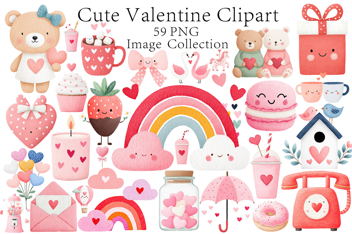 Watercolor Valentine Clipart Bundle, an Illustration by Dream Creation (Photo 1 of 5)