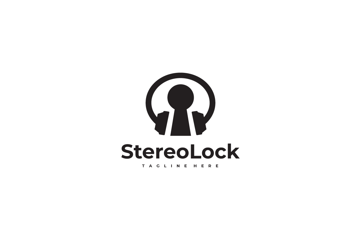 Stereo Lock Headphones Keyhole Logo, a Branding & Logo Template by yopie (Photo 3 of 3)