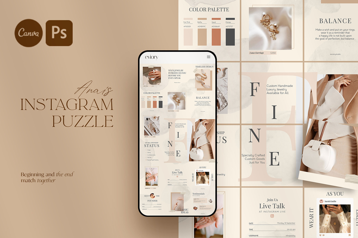 PUZZLE Bundle Instagram CANVA PS, a Social Media Template by Eviory (Photo 12 of 50)