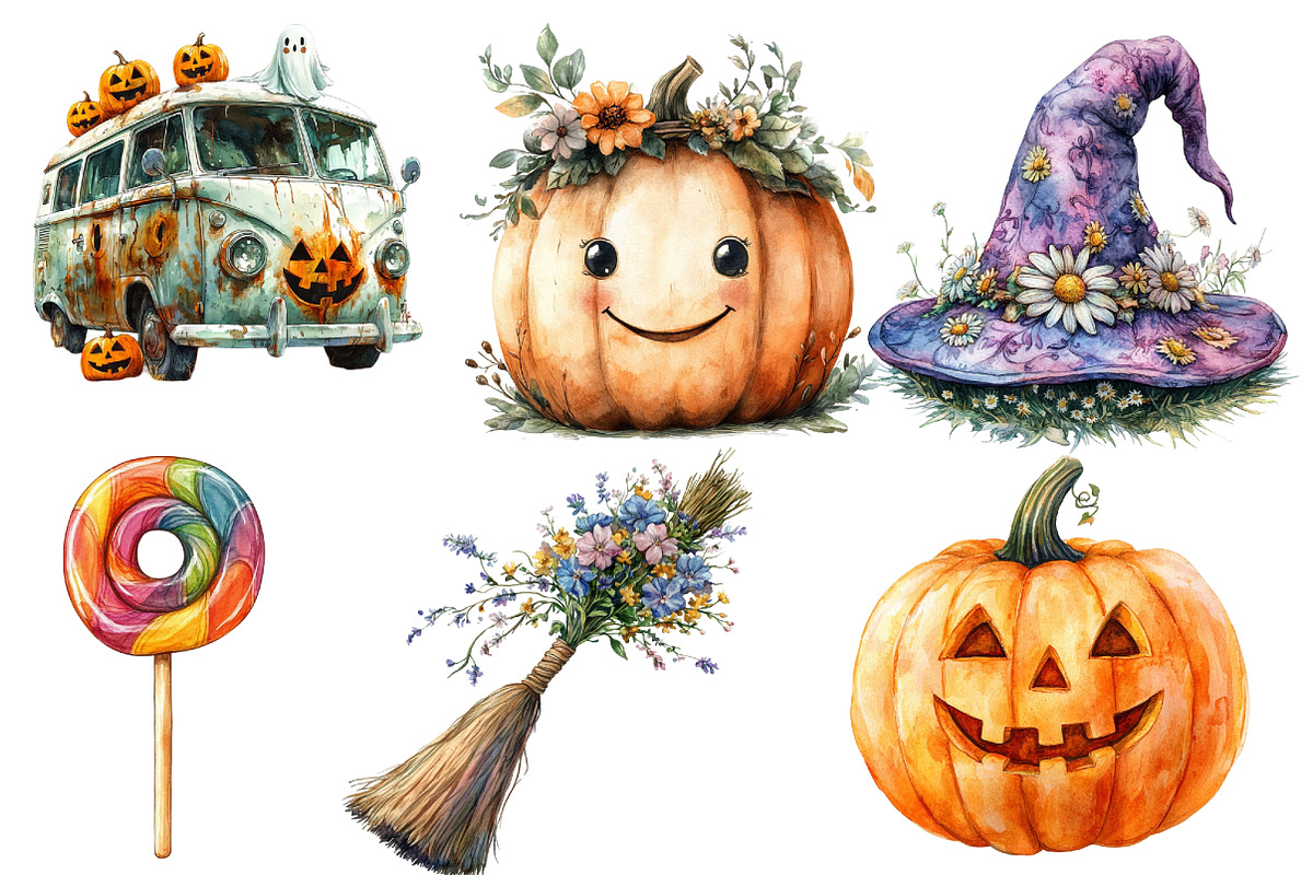 Groovy Halloween Element Clipart, an Illustration by Designworld (Photo 4 of 6)
