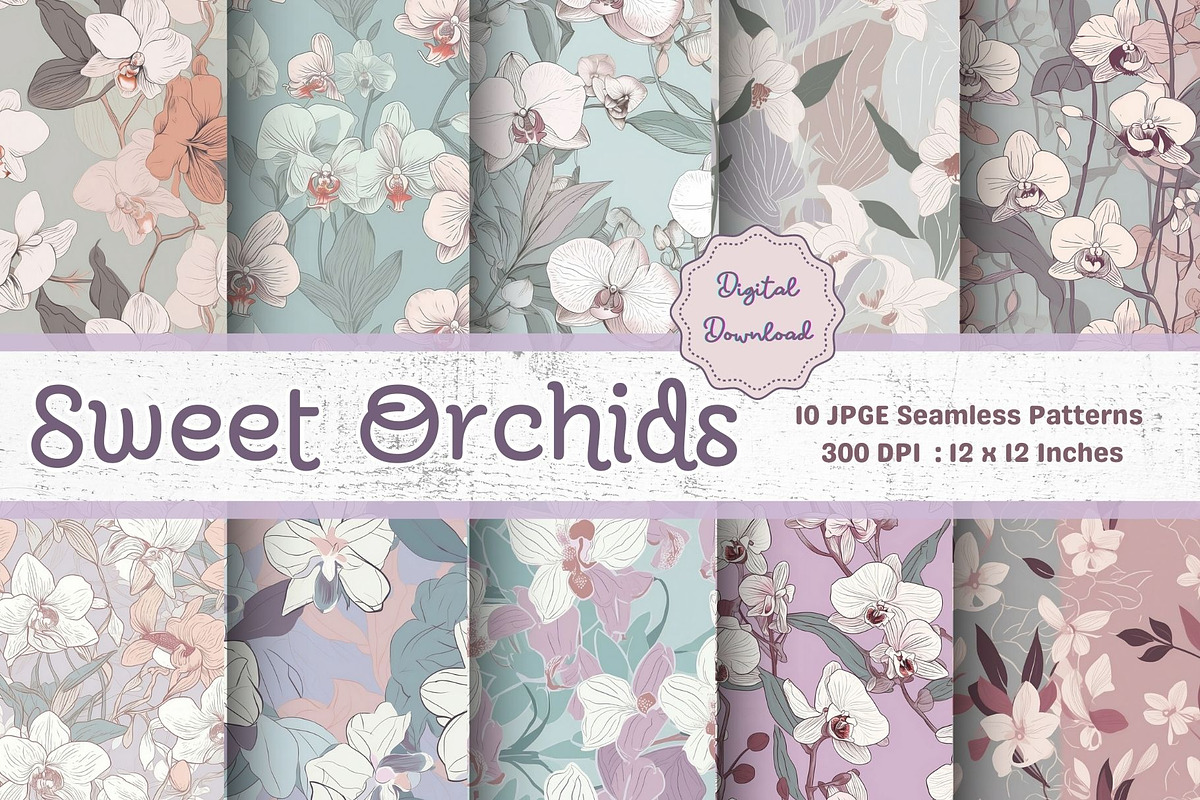 Sweet Orchids Seamless Pattern, a Pattern Graphic by STUDIO CHOTI (Photo 1 of 5)