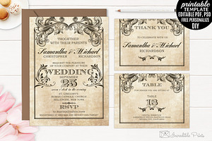 Vintage Victorian Wedding Invitation