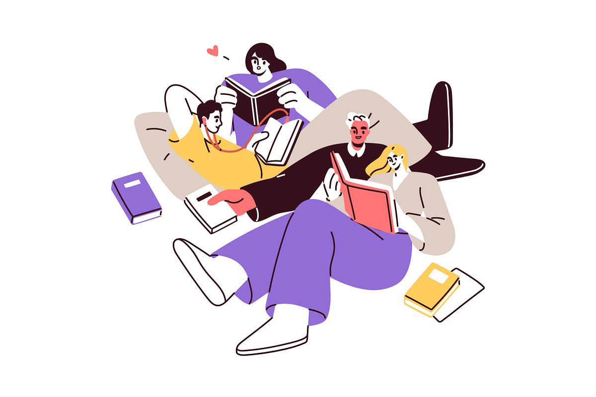 Readers with books concepts set, a Person Illustration by Good Studio (Photo 6 of 15)