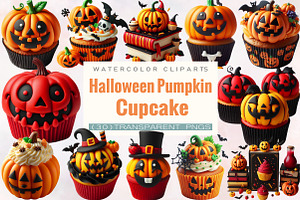 Halloween Pumpkin Cupcake Bundle., an Illustration by SVGArt