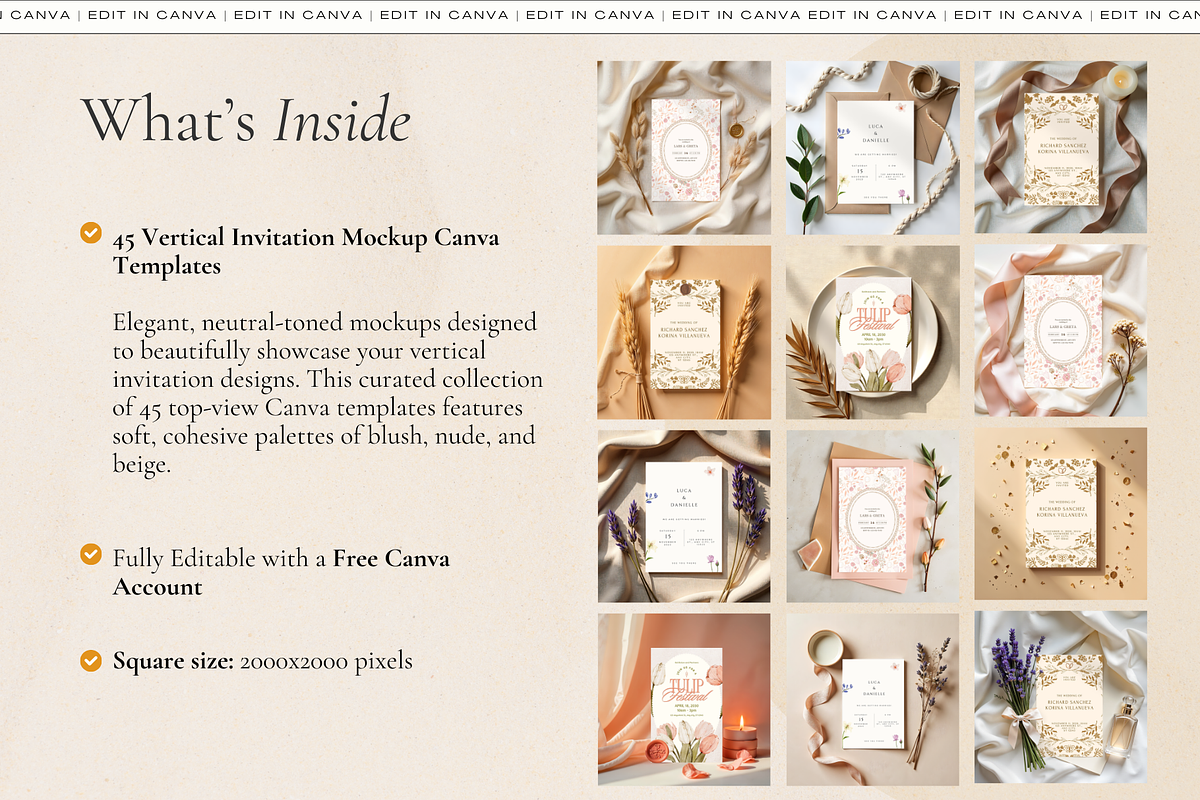 45 Invitation Card Mockups for Canva, a Product Mockup by Matisse Studio (Photo 6 of 10)
