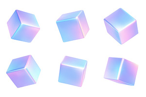 Holographic 3d render for cubes neon, an Illustration by winwin.art
