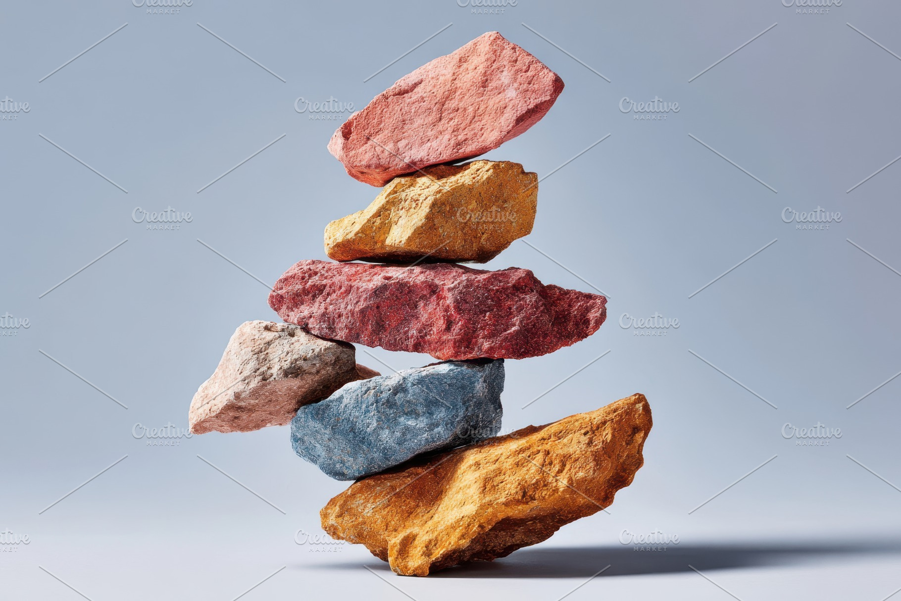 Colorful balanced rock stack, an Abstract Photo by AlyaAnd