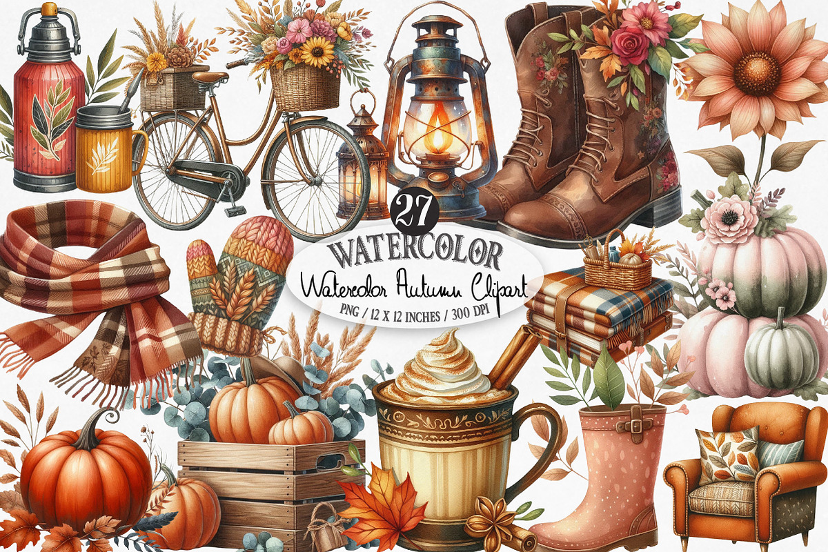 Watercolor Autumn Sublimation, an Illustration by Designking (Photo 1 of 4)