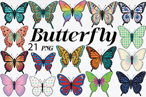 Butterfly Illustration PNG Bundle, a Seasonal Illustration by Daily.Designs