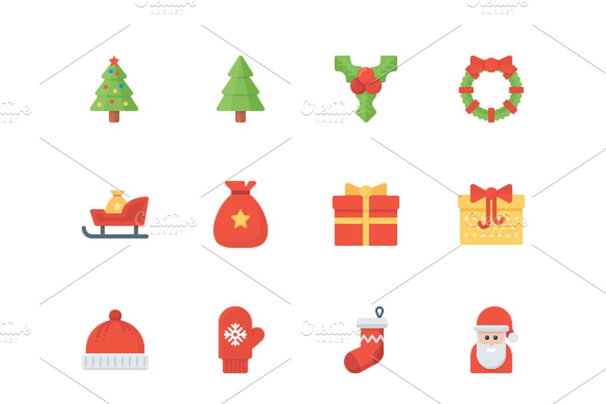Christmas flat icon set, an Icon by Mir store (Photo 2 of 2)