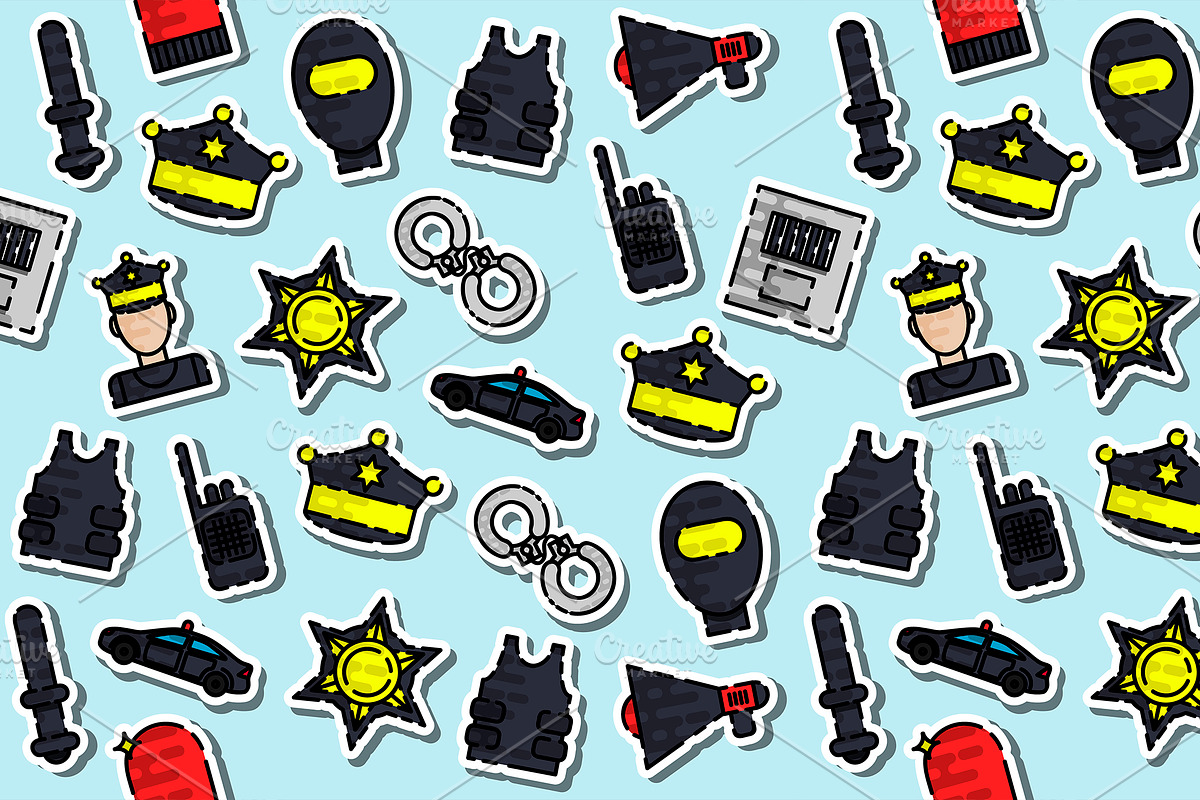 Colored police pattern, a Pattern Graphic by Netkoff