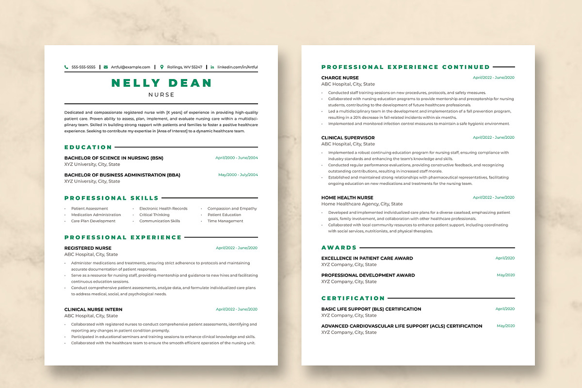 Nurse Resume Template, a Resume Template by ResumeInventor (Photo 3 of 9)