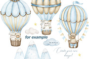 Teddy bear, hot air balloons clipart, an Animal Illustration by Solo Art Original (Thumbnail 6 of 8)