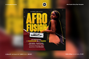 Afro Fusion Party Flyer&Social Media, a Flyer Template by iDoodle Studio