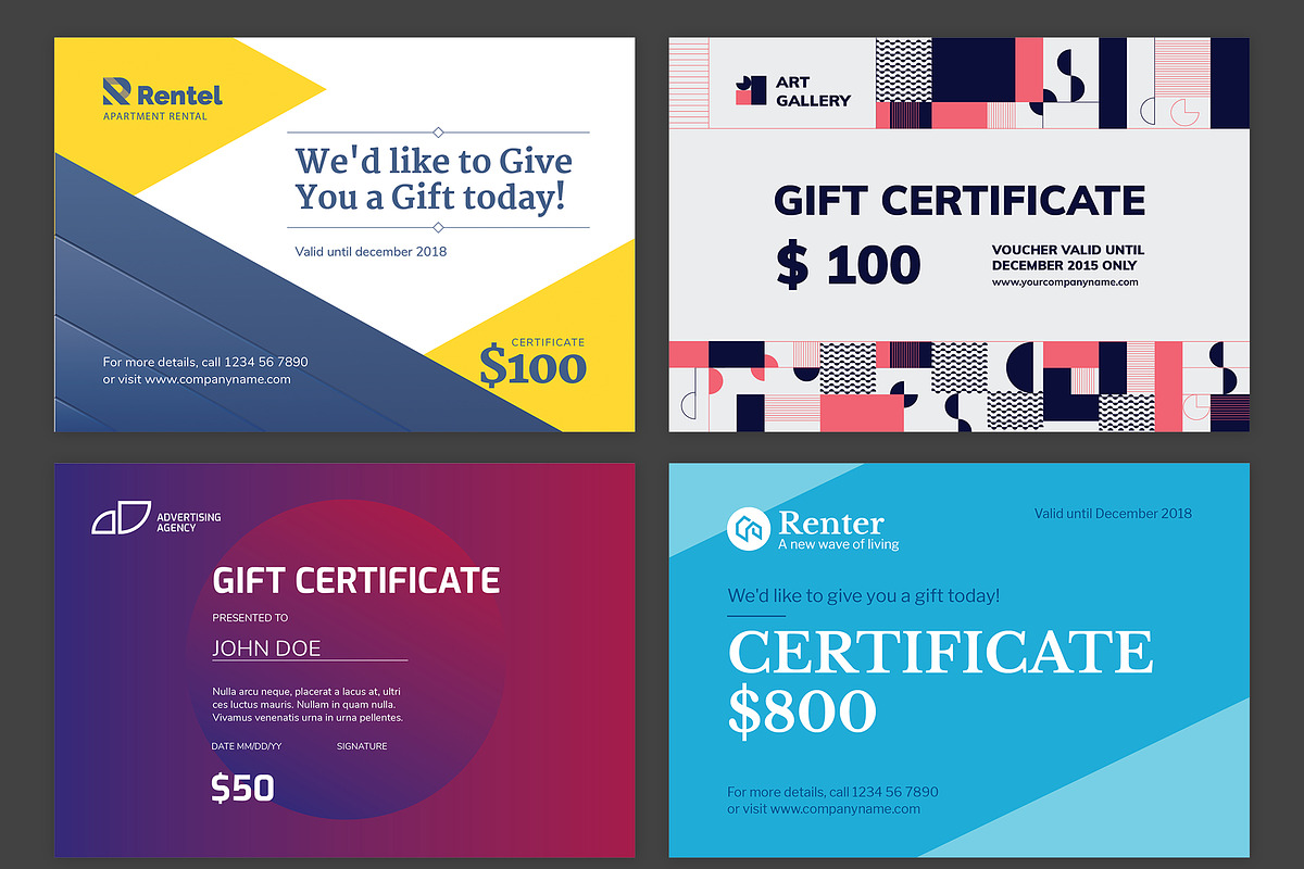 Gift Certificate Template Bundle, a Card Template by TemplatesNow!