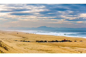 Beach on the atlantic ocean near seignosse france aquitaine stock photo, a Nature Photo by Leonid Andronov
