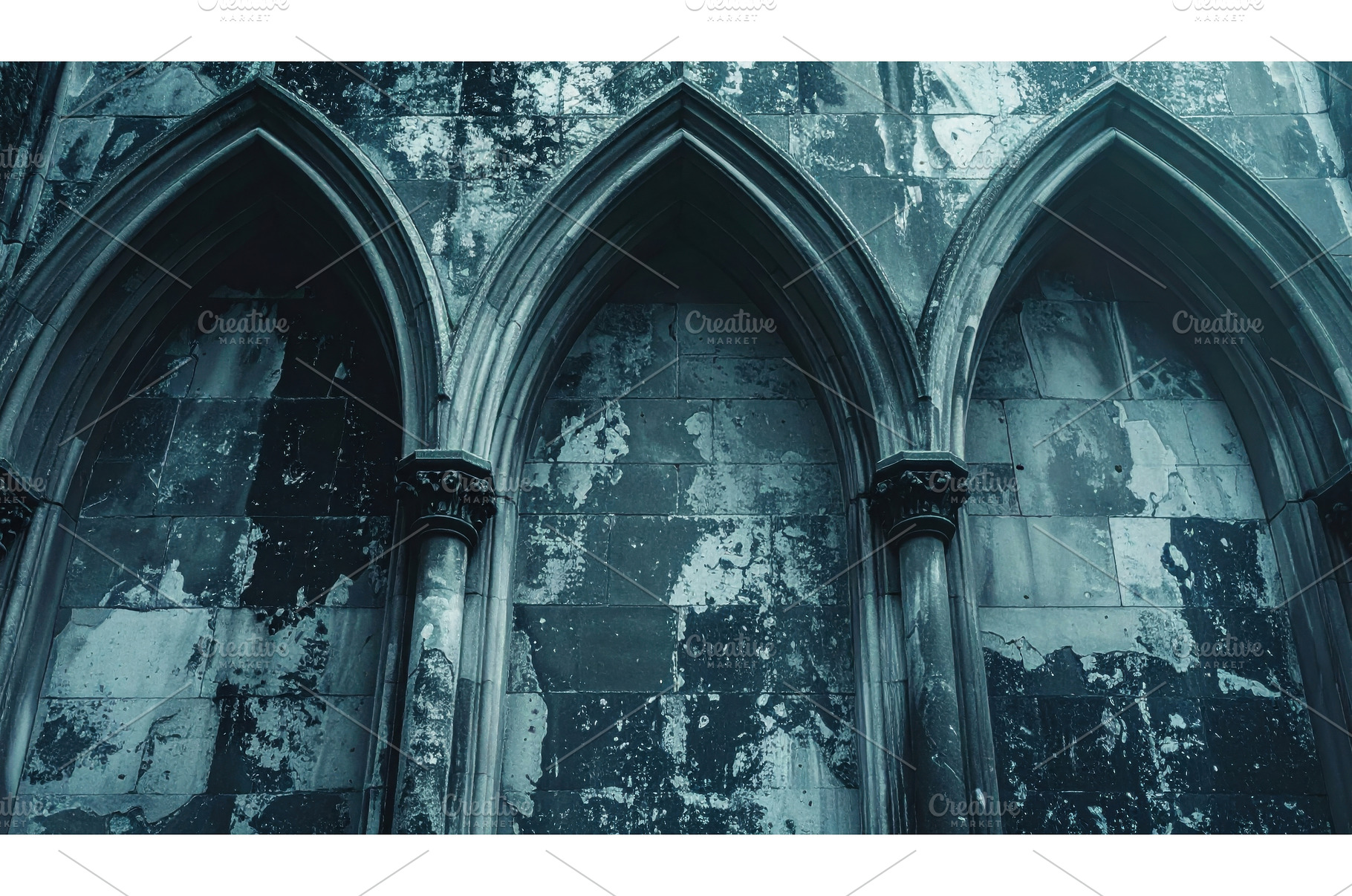 Aged gothic arches on a weathered, an Architecture Photo by Igor Tichonow