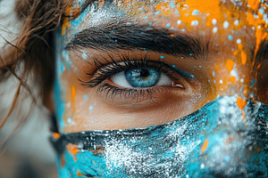 Close-up of a person with artistic f, a Photo by Tanuart