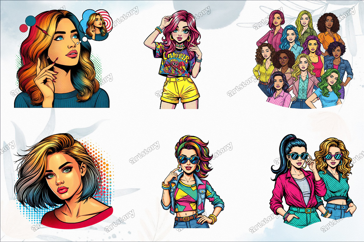 Comic Style Pop Art Girls, a Graphic by designcity5 (Photo 2 of 5)