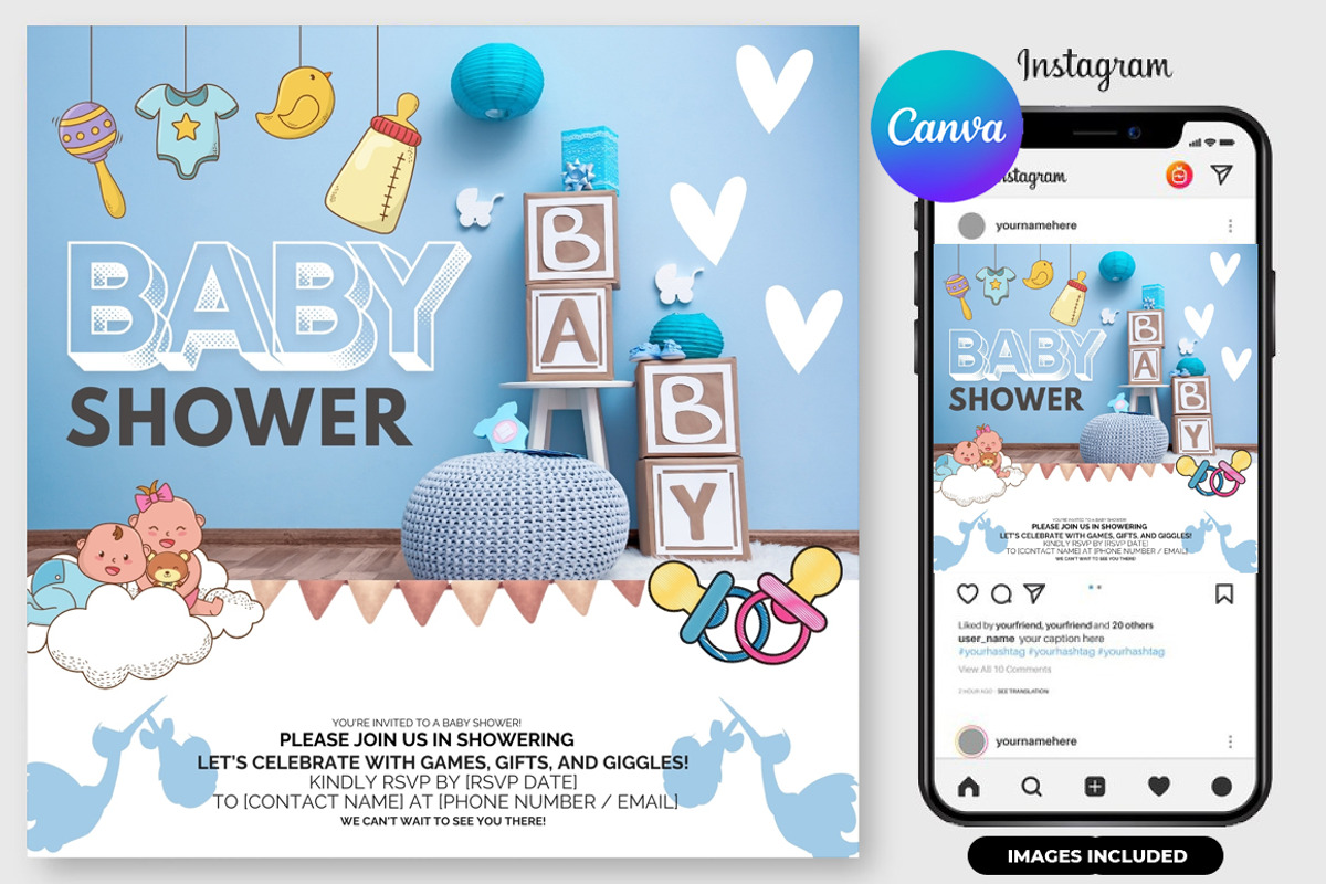 7 Baby Shower Flyer Bulndle | Canva, a Graphic by graphicforest (Photo 4 of 9)