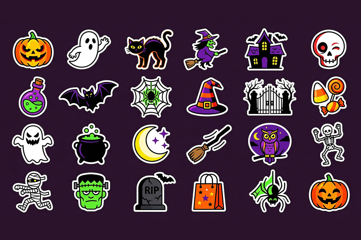 Spooky Halloween Patch Set, a Seasonal Illustration by Rafoz (Photo 1 of 3)