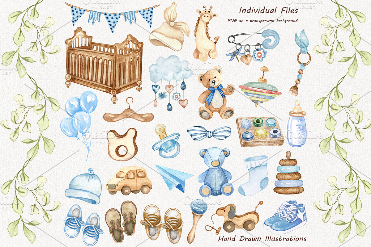 Baby Boy Watercolor Clipart, an Object Illustration by BarvArt (Photo 3 of 6)
