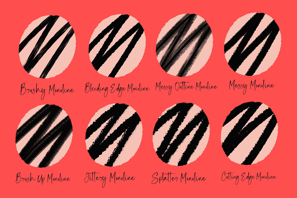 Monoliner Brushes for Procreate, a Brush Add-On by KJP Designs (Photo 2 of 10)