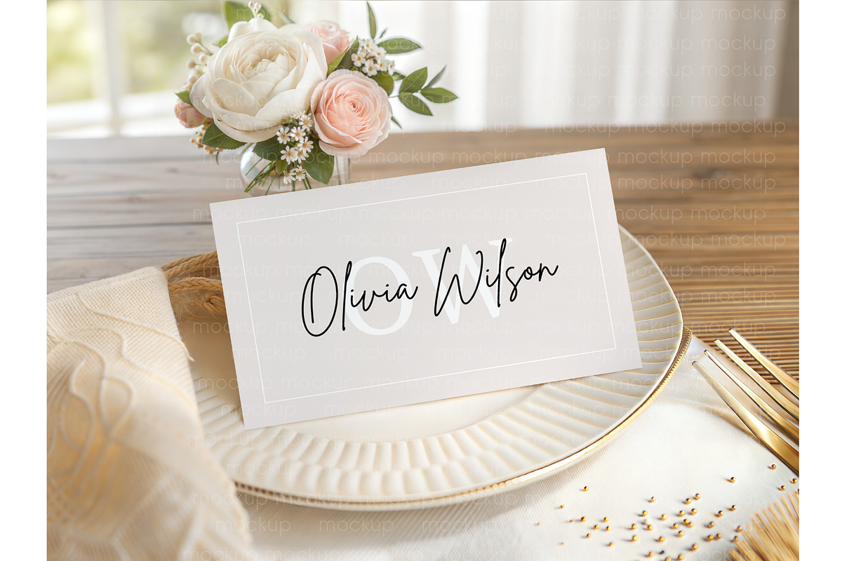 Elegant Floral Wedding Place Card, a Product Mockup by MockupWizard (Photo 4 of 4)