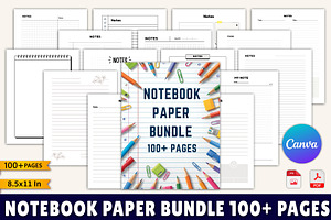 Notebook Paper Bundle, a Stationery Template by Designmela01