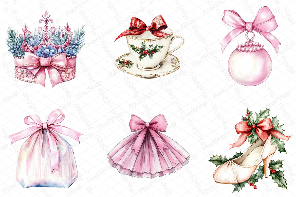 Coquette Christmas Clipart, an Illustration by DreamPrint404 (Photo 2 of 6)