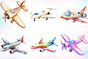 Watercolor Airplane Clipart Bundle, a Technology Illustration by Canvas Craft (Thumbnail 3 of 3)