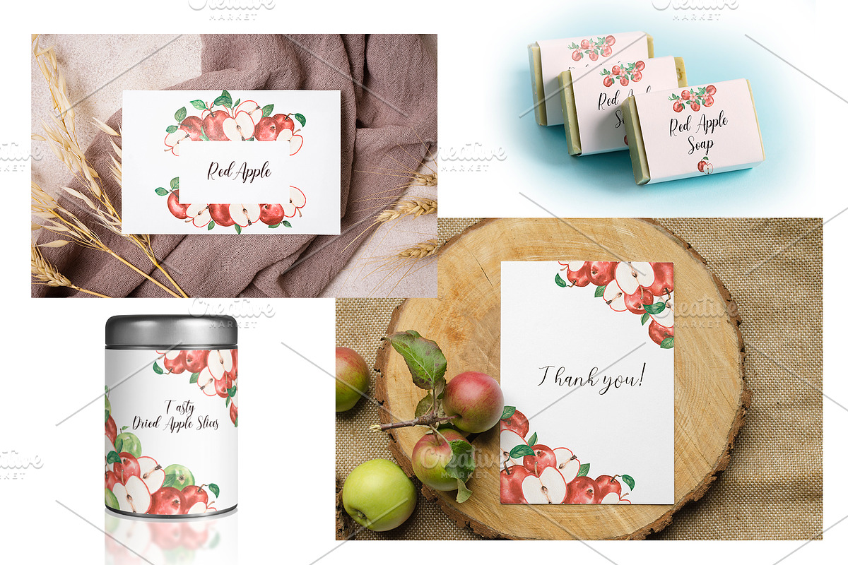 Watercolor Apple Collection, a Food Illustration by MayaNavits (Photo 6 of 7)