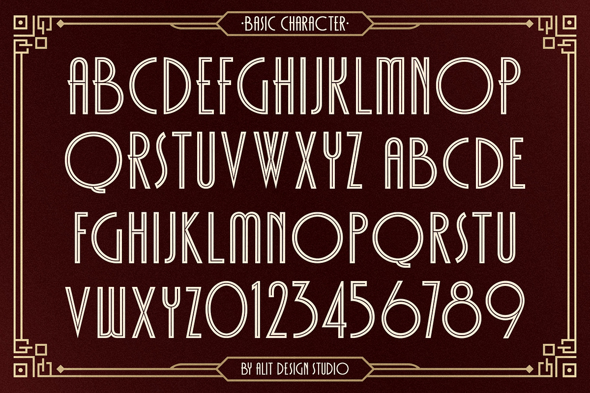 Decomang Art Deco Typeface, a Sans Serif Font by alit design (Photo 8 of 20)