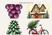 Retro Christmas Toys Watercolor PNG, an Illustration by Artnoy (Thumbnail 4 of 8)