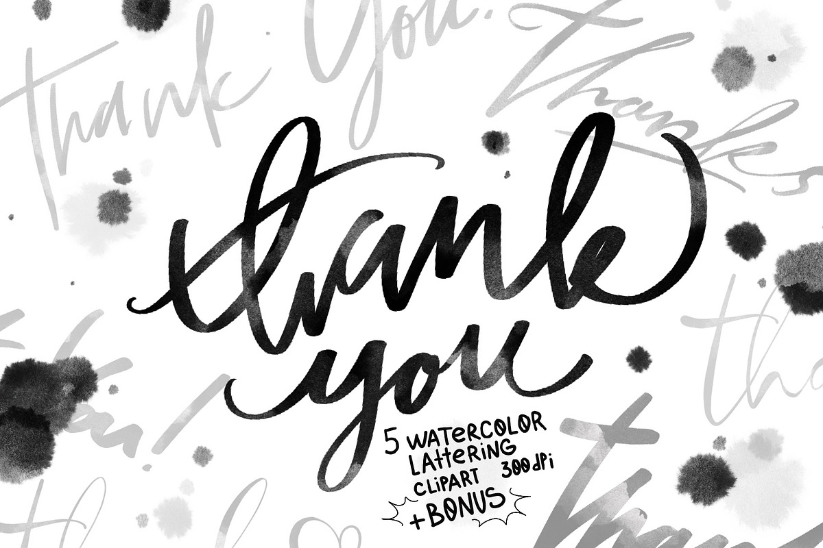Thank you card set. Hand Lettering, a Texture Illustration by NKTKNS (Photo 1 of 5)