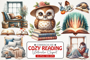 Cozy Reading Clipart, an Illustration by RobertsArt