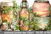 Whimsical Summer Beer Clipart Bundle, an Illustration by Canvas Craft (Thumbnail 1 of 7)