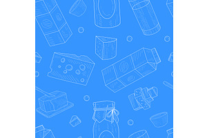 Dairy Products Seamless Pattern, a Food Illustration by TopVectors