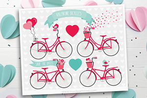 Valentine Bicycles Clipart, SVG